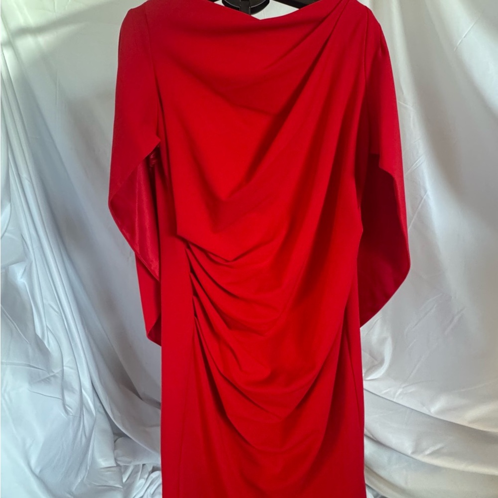 Betsy & Adam Vibrant Red Asymmetrical Dress